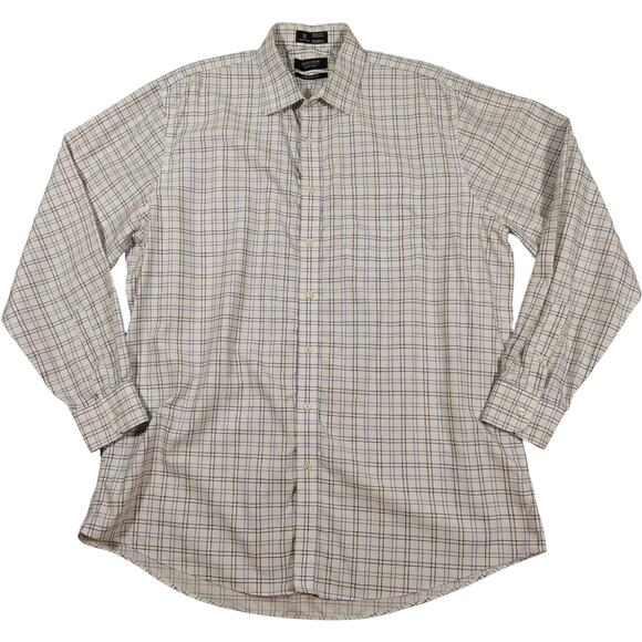 Nordstrom Men's Shop White Blue Button Up Shirt Traditional Fit Size 36 x 17.5 - Picture 1 of 8